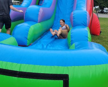 blow up slide fun at Genesee Country Campground in New York