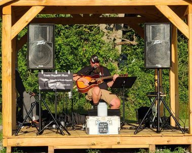 music in the pavilion at Genesee Country Campground in NY